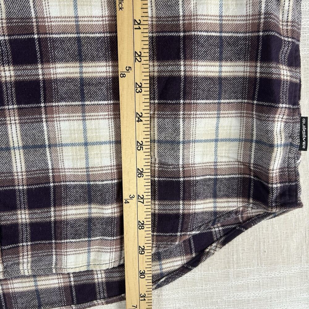 Quiksilver NWT Sz XL Mens Long Sleeve Flannel Shirt Purple Plaid Button Up - Picture 7 of 9